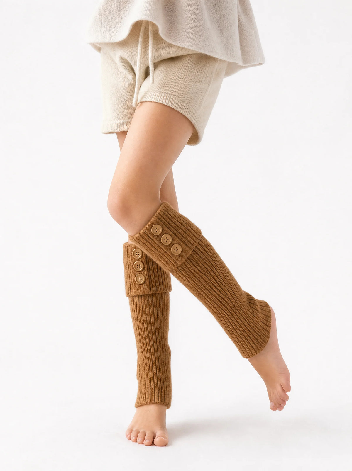 Wood Button Winter Leg Warmers