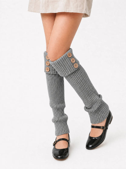 Wood Button Winter Leg Warmers