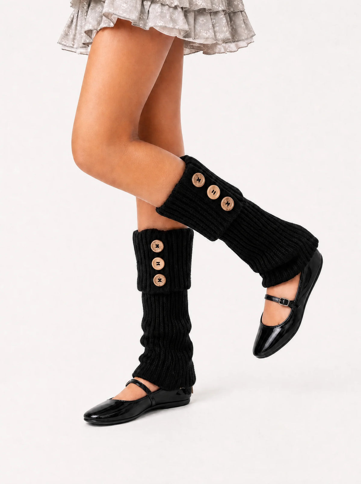 Wood Button Winter Leg Warmers