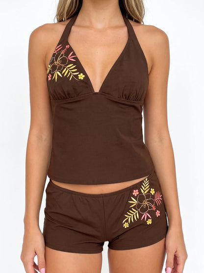 Mocha Garden Bloom Tankini Set