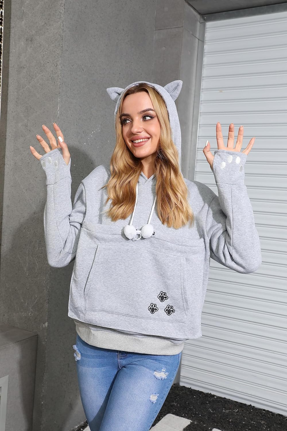 Hoodie with Cat Pouch-Luxandluxy