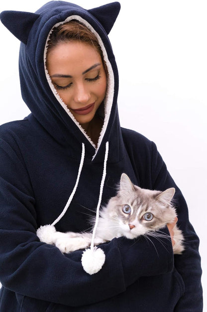 Hoodie with Cat Pouch-Luxandluxy