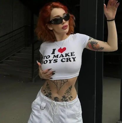 'I Love To Make Boys Cry' Crop Top-Luxandluxy