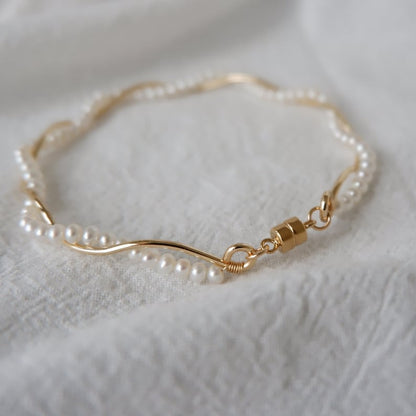 Twisted Pearl Wrap Bracelet