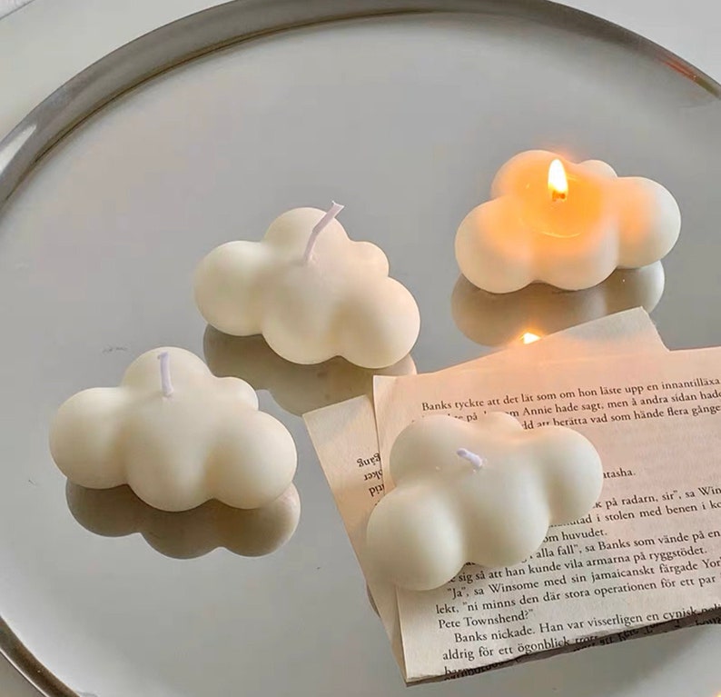 Fluffy Milky Cloud Scented Home Decor Candle 2Sets (Small+Large)