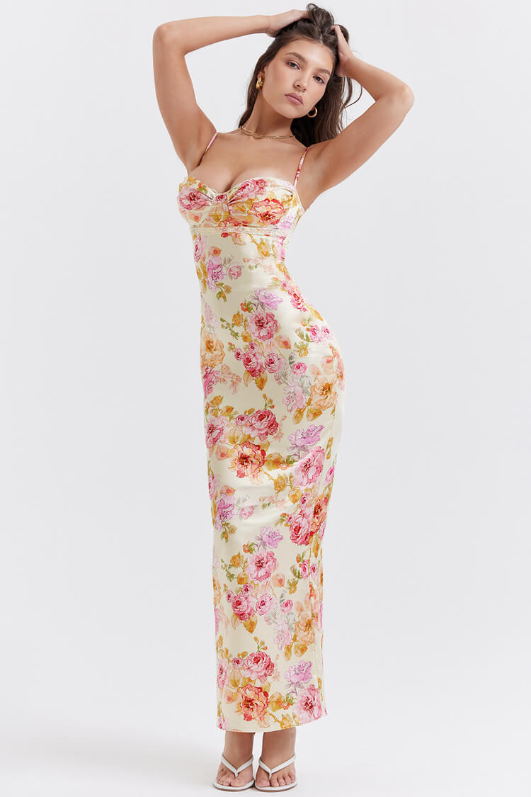 Josefina Ivory Floral Maxi Dress (PRE-ORDER)-Luxandluxy