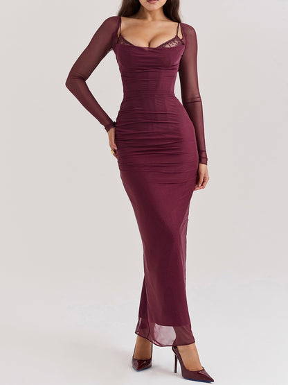 Katarina Wine Maxi Dress