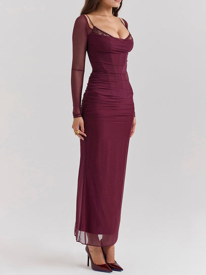 Katarina Wine Maxi Dress