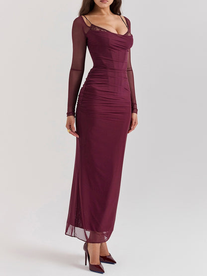 Katarina Wine Maxi Dress