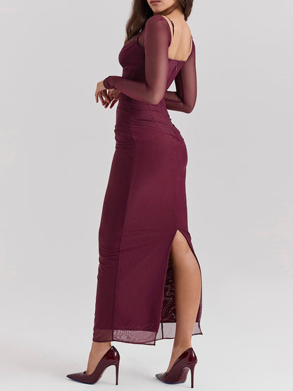 Katarina Wine Maxi Dress