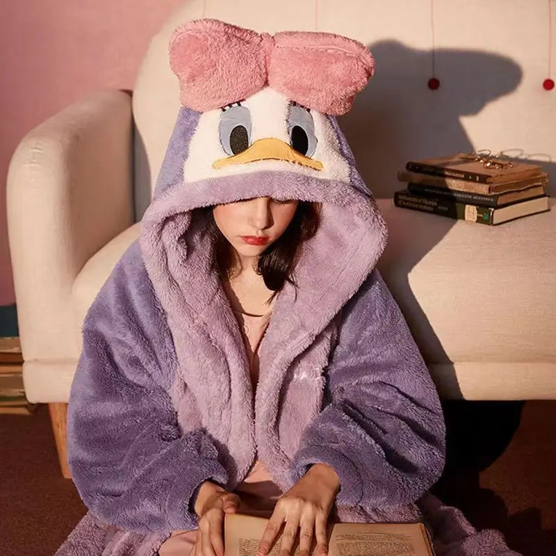 Kawaii Cartoon Fleece Nightgowns-Luxandluxy