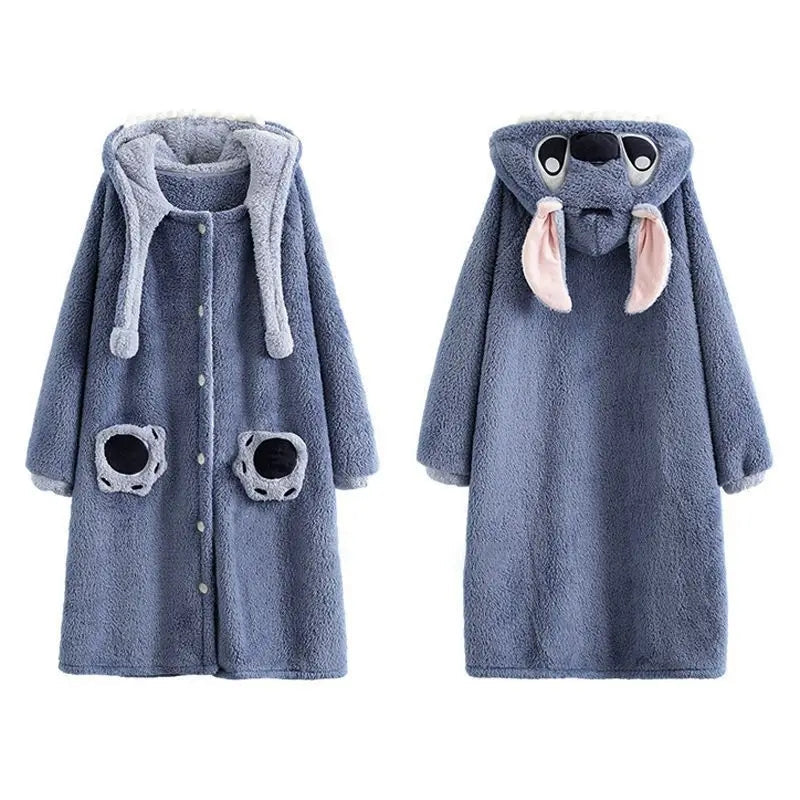 Kawaii Cartoon Fleece Nightgowns-Luxandluxy