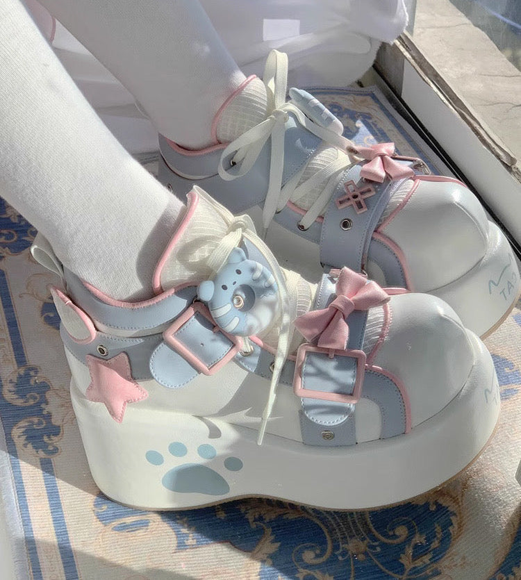 Kawaii Paw Bow Platform Sneakers-Luxandluxy