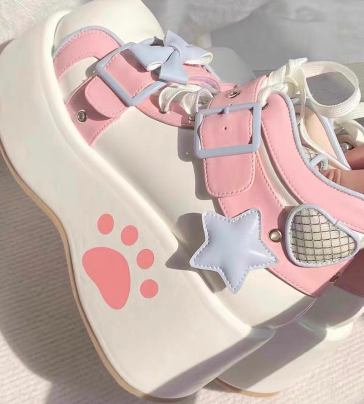 Kawaii Paw Bow Platform Sneakers-Luxandluxy