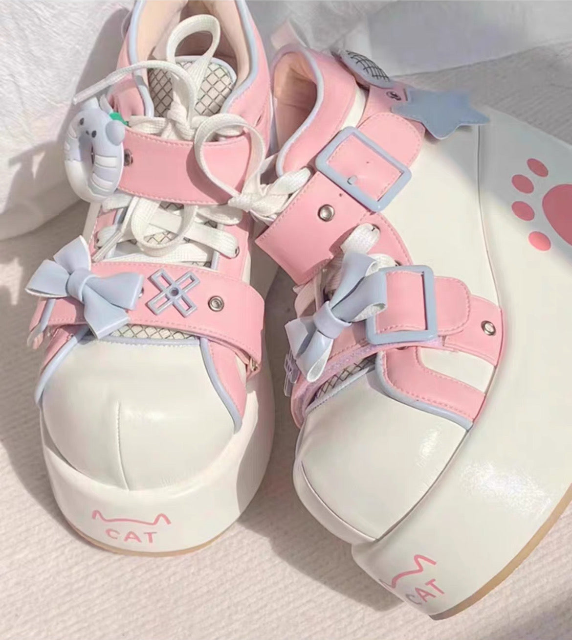 Kawaii Paw Bow Platform Sneakers-Luxandluxy