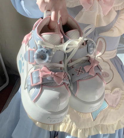 Kawaii Paw Bow Platform Sneakers-Luxandluxy