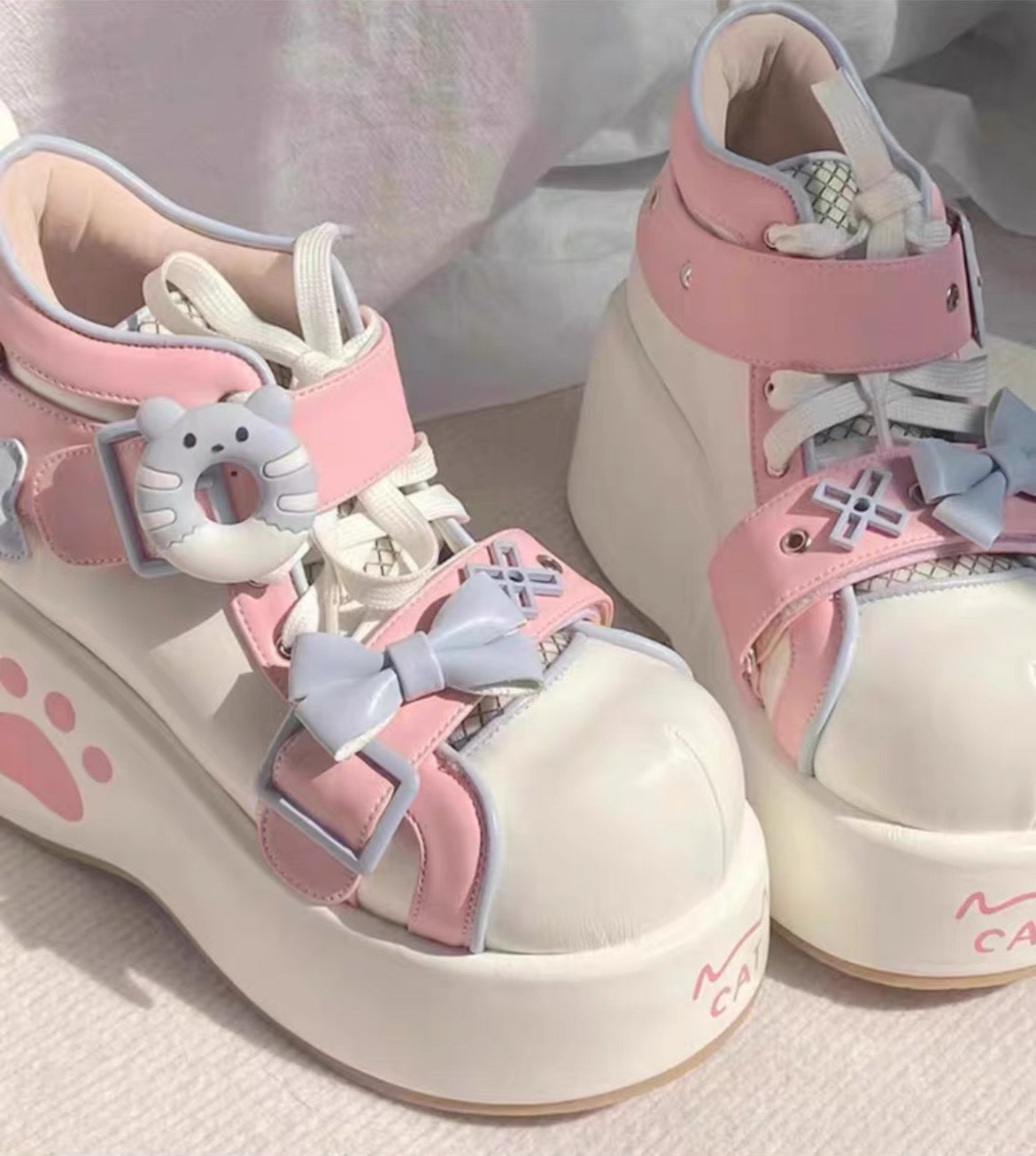 Kawaii Paw Bow Platform Sneakers-Luxandluxy