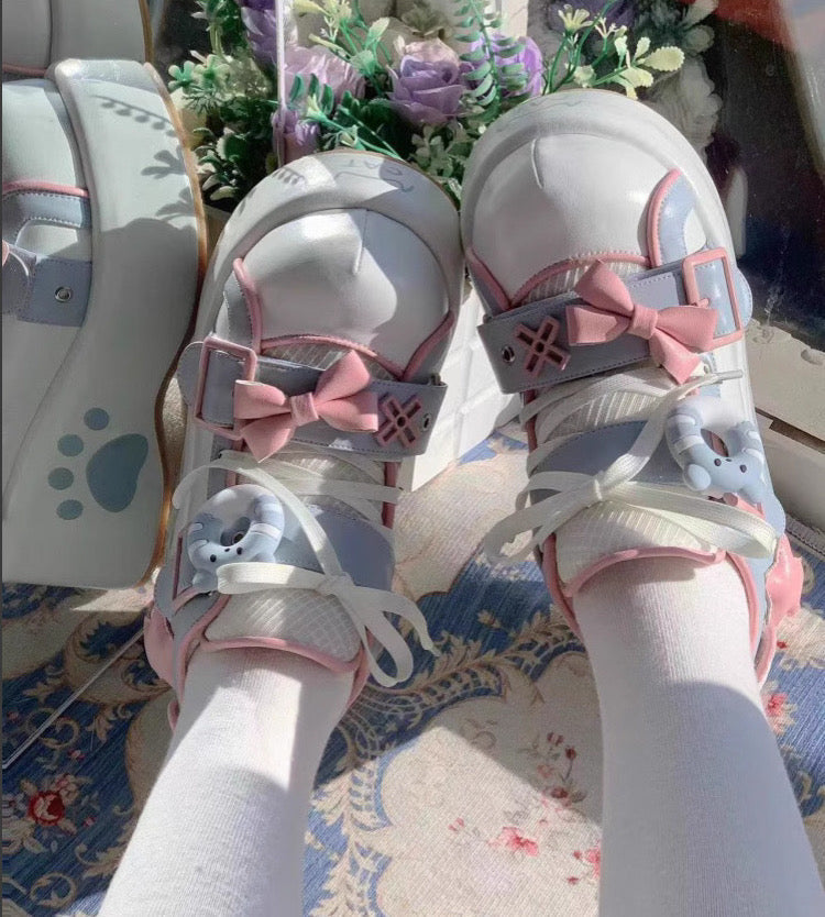 Kawaii Paw Bow Platform Sneakers-Luxandluxy