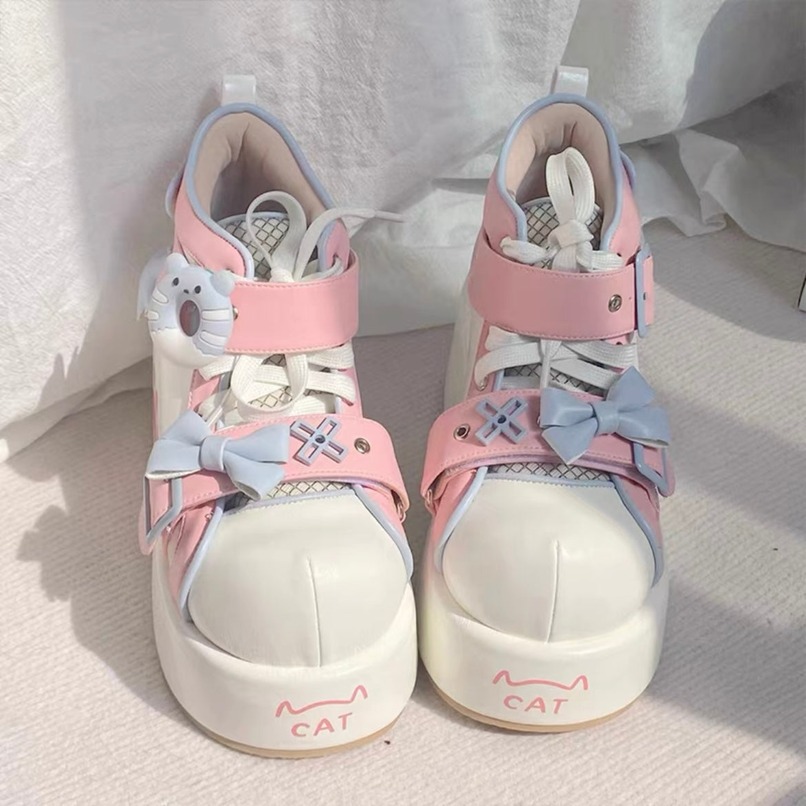 Kawaii Paw Bow Platform Sneakers-Luxandluxy