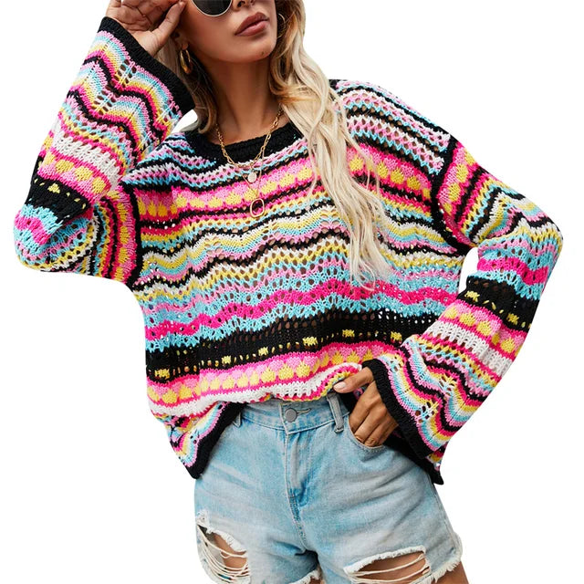 Loose Crochet Sweaters-Luxandluxy