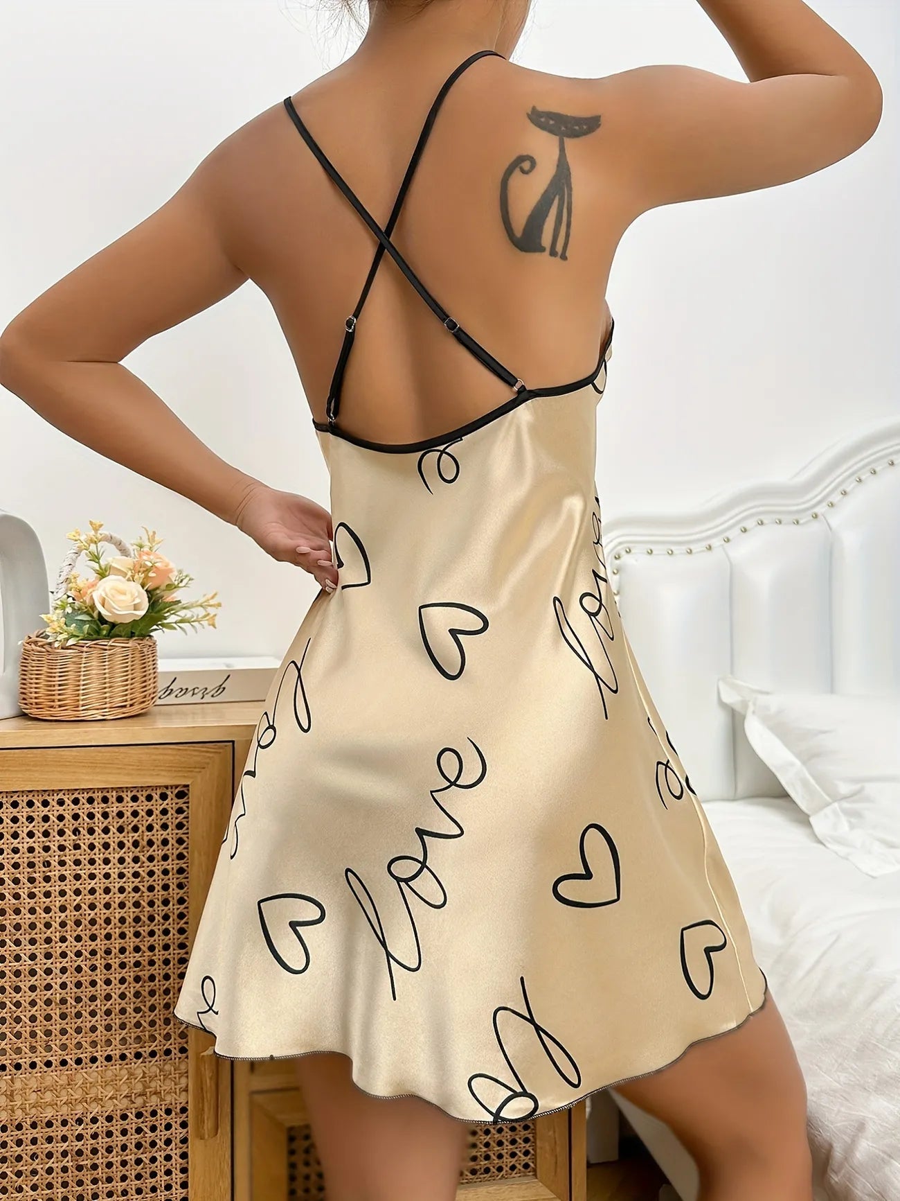 Love Heart Print Nightdress-Luxandluxy