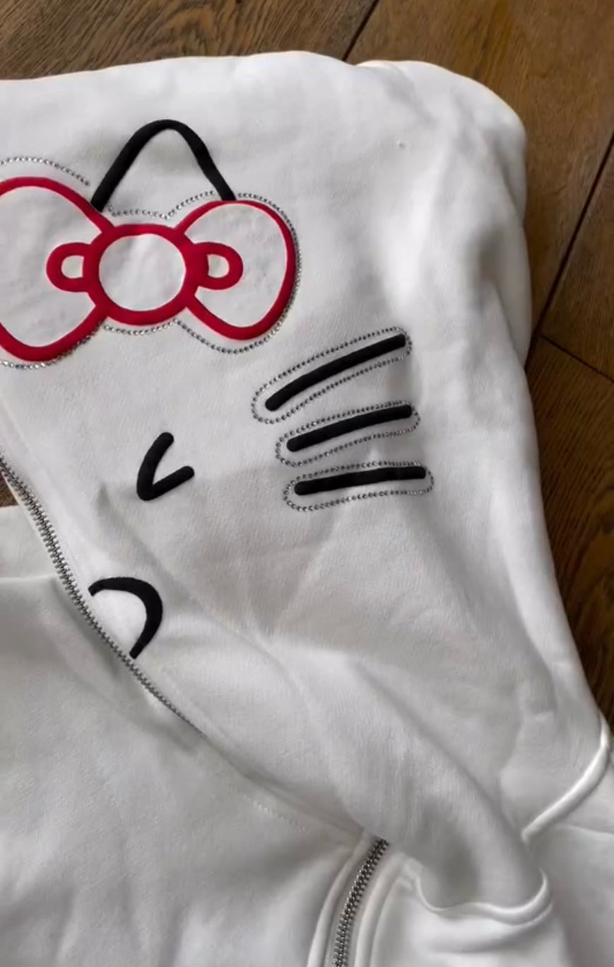 'Love U All' Hello Kitty Zip-Up Hoodie-Luxandluxy