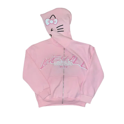 'Love U All' Hello Kitty Zip-Up Hoodie-Luxandluxy