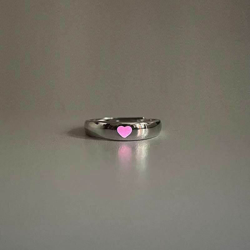 Luminous Heart Silver Glow In Dark Ring-Luxandluxy