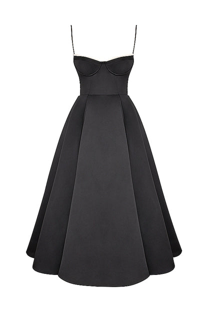 ‘Madamoiselle’ Black Tulle Midi Dress-Luxandluxy