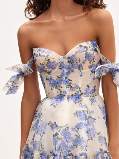 Milla Hydrangea Tie-Strap Dress (PRE-ORDER)-Luxandluxy