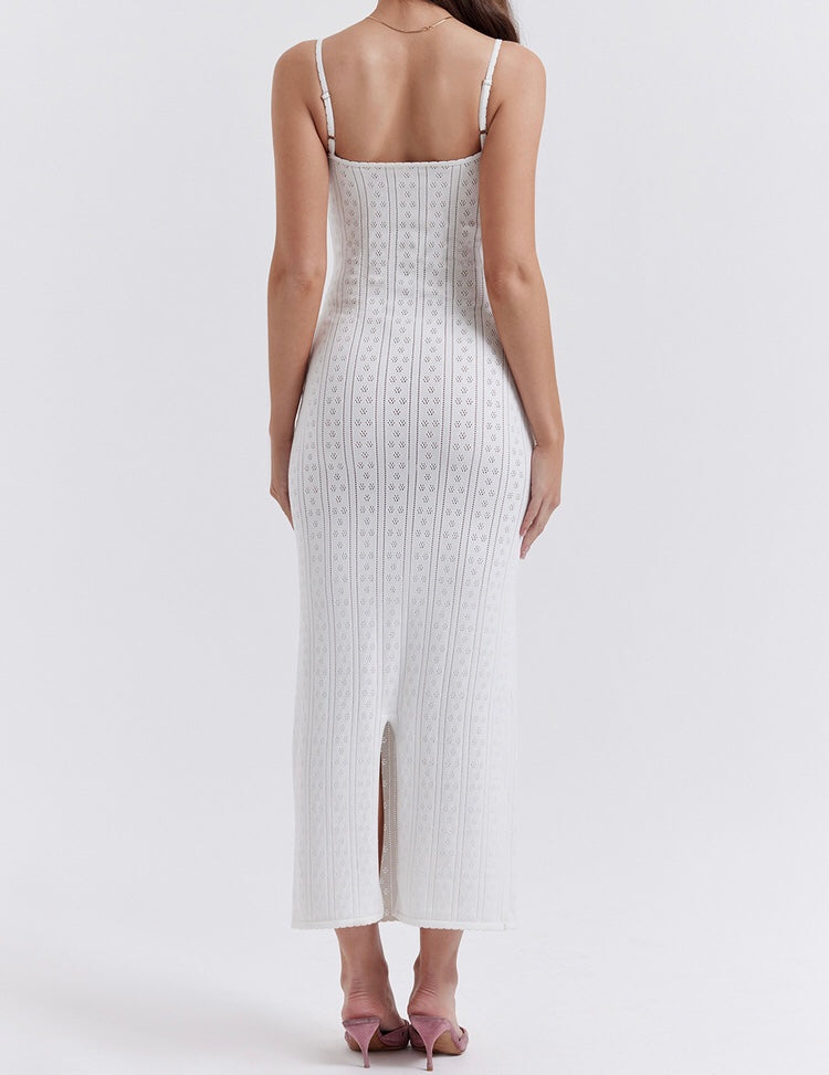 Myla White Knit Maxi Dress-Luxandluxy