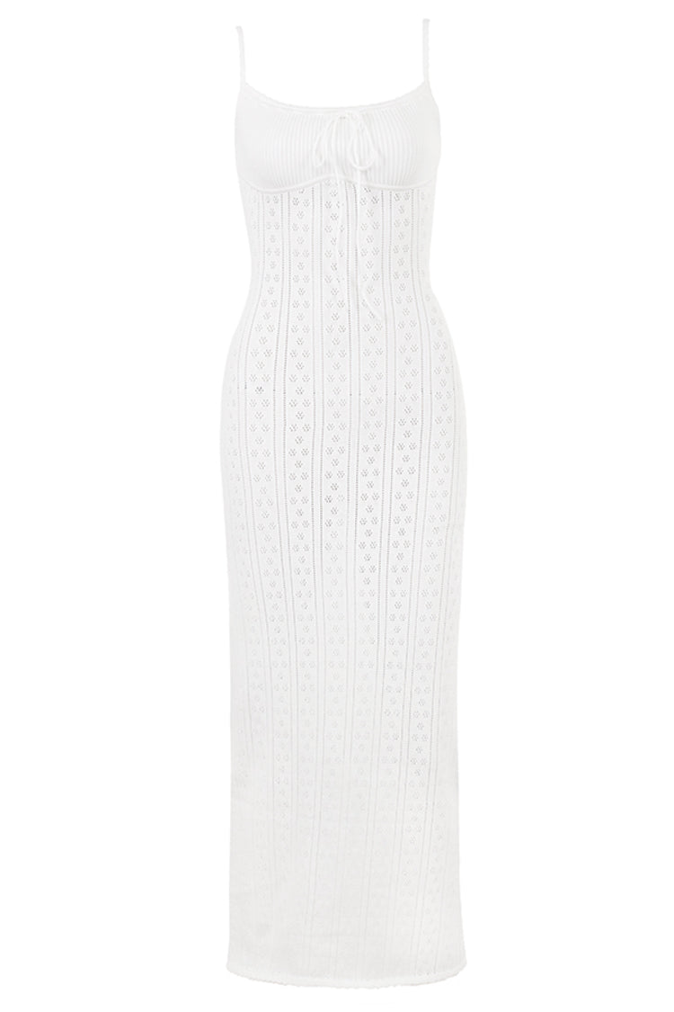 Myla White Knit Maxi Dress-Luxandluxy