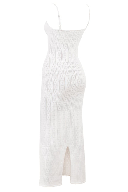 Myla White Knit Maxi Dress-Luxandluxy