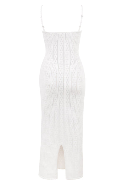 Myla White Knit Maxi Dress-Luxandluxy