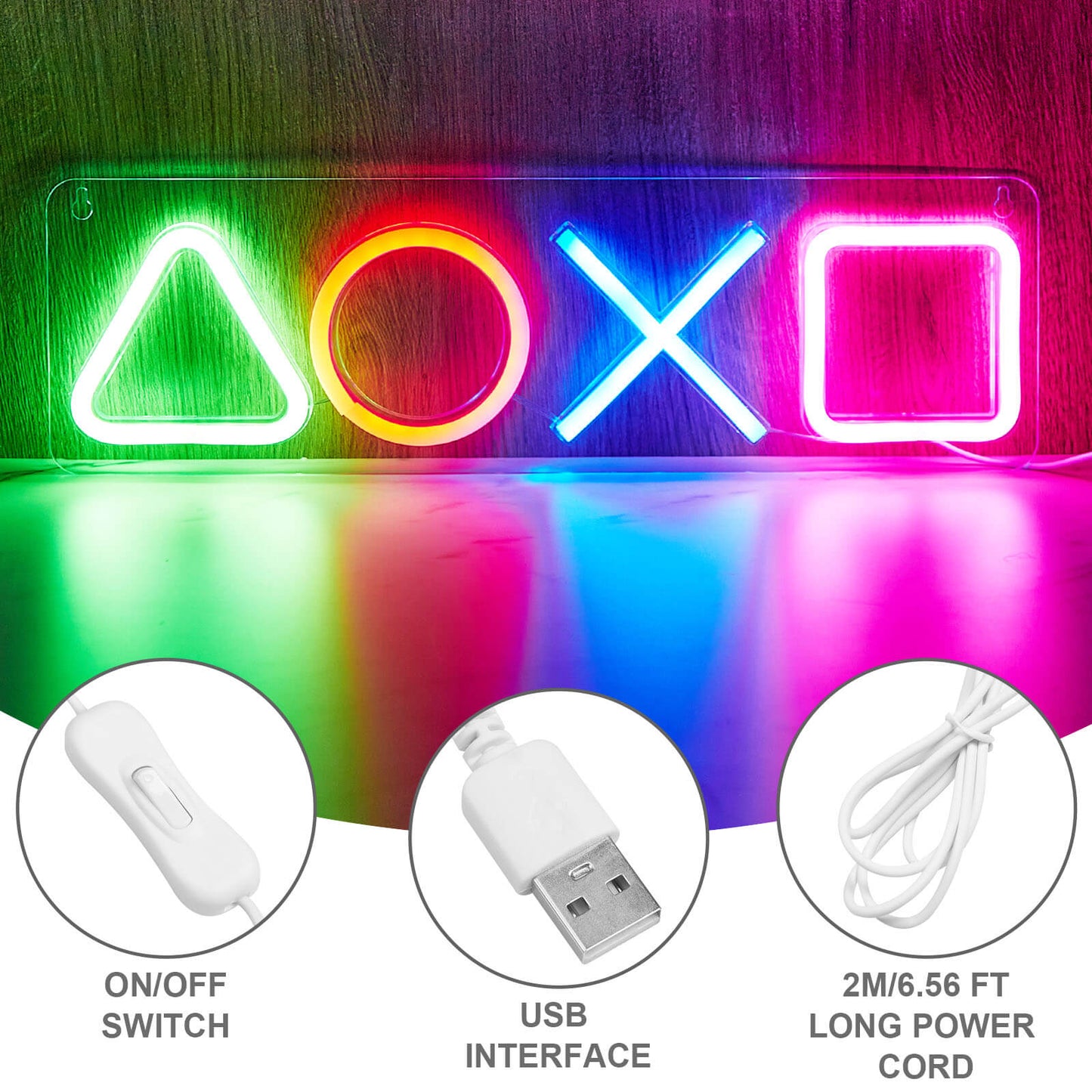 Neon Playstation Buttons Sign Light-Luxandluxy