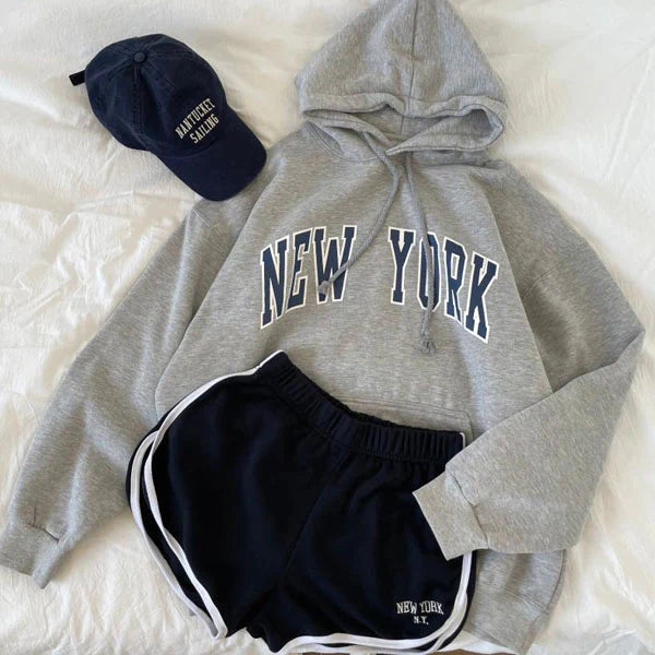 New York Grey Hoodie-Luxandluxy