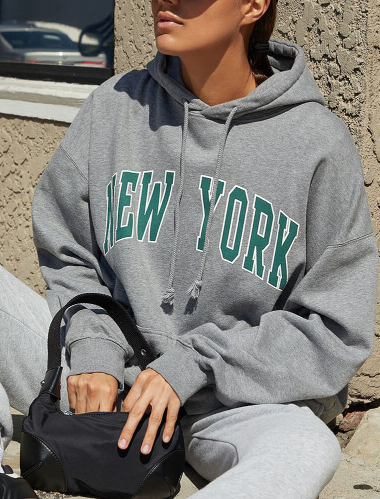 New York Grey Hoodie-Luxandluxy