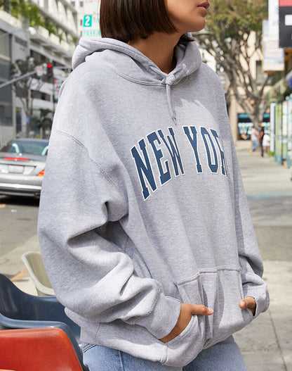 New York Grey Hoodie-Luxandluxy