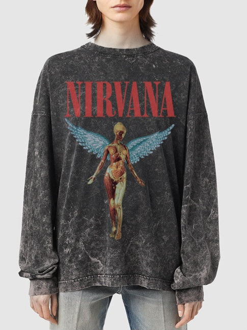 Nirvana Angel Faded Sweatshirt-Luxandluxy