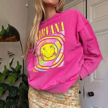 Nirvana Smiley Face Sweatshirt-Luxandluxy