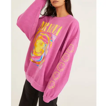 Nirvana Smiley Face Sweatshirt-Luxandluxy