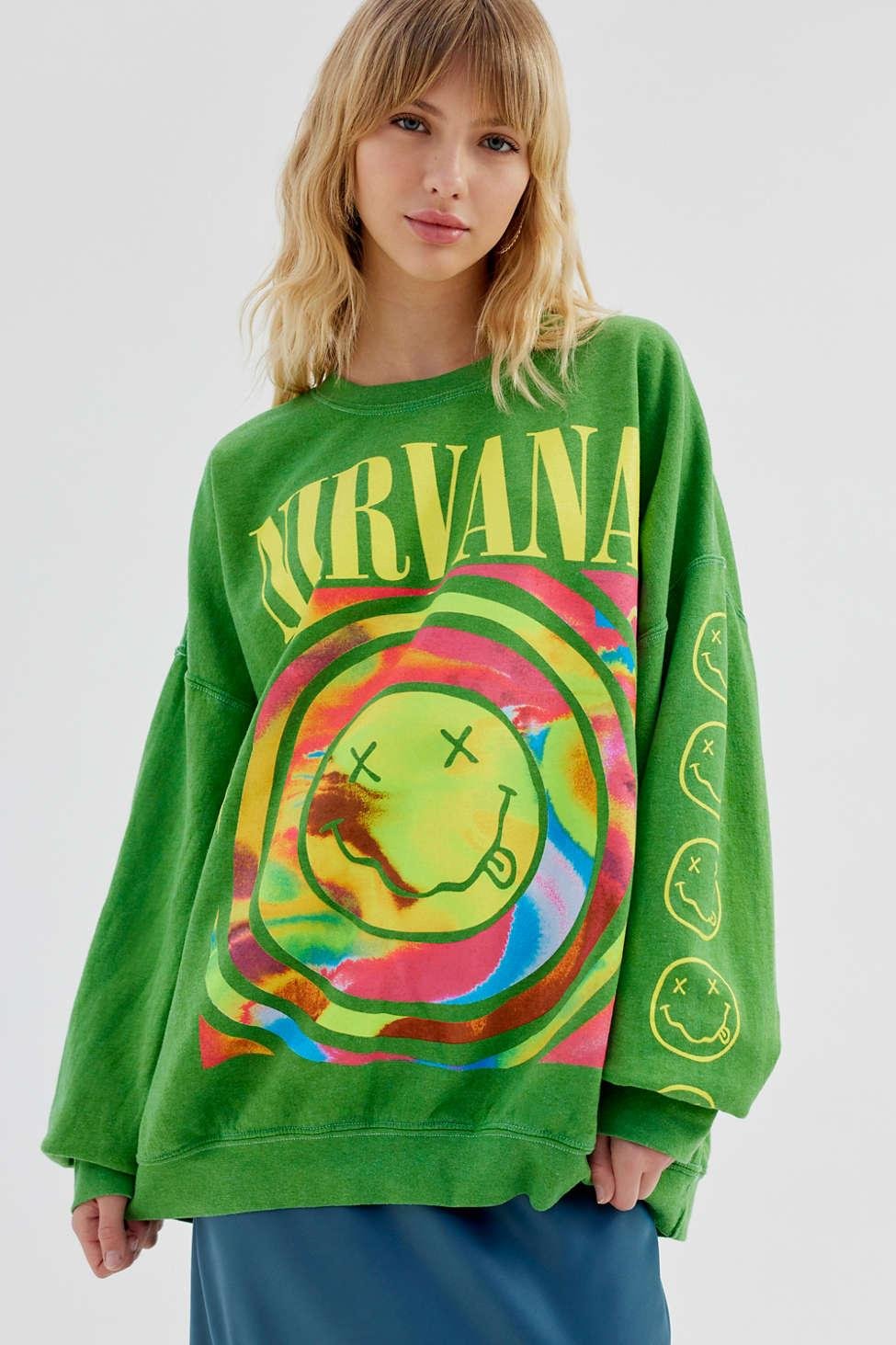 Nirvana Smiley Face Sweatshirt-Luxandluxy