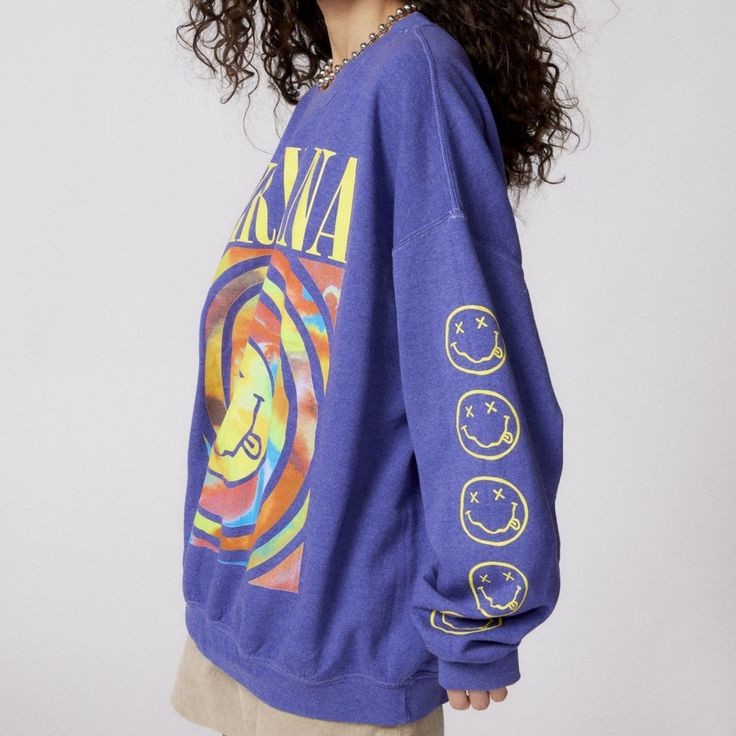 Nirvana Smiley Face Sweatshirt-Luxandluxy