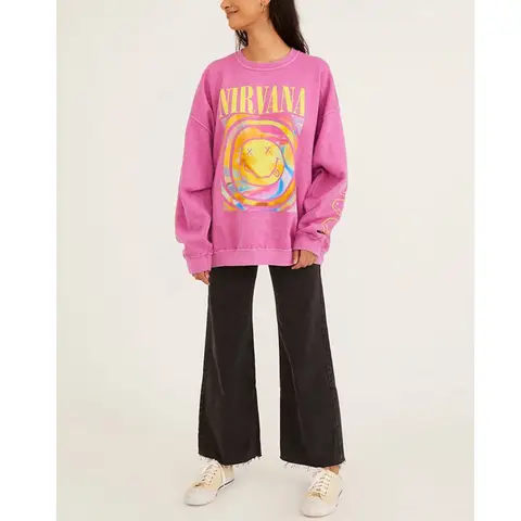 Nirvana Smiley Face Sweatshirt-Luxandluxy