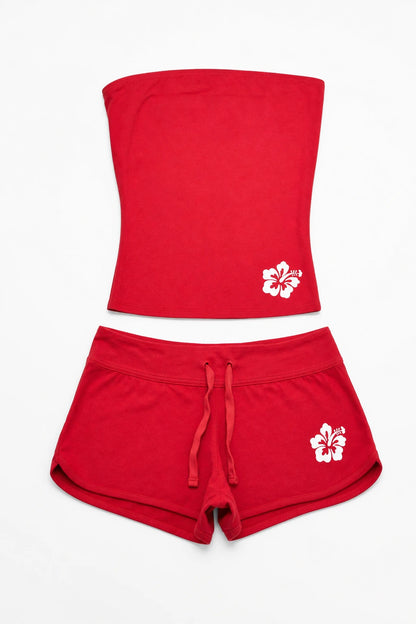 Beach Girl Hibiscus Tube Top & Short Set