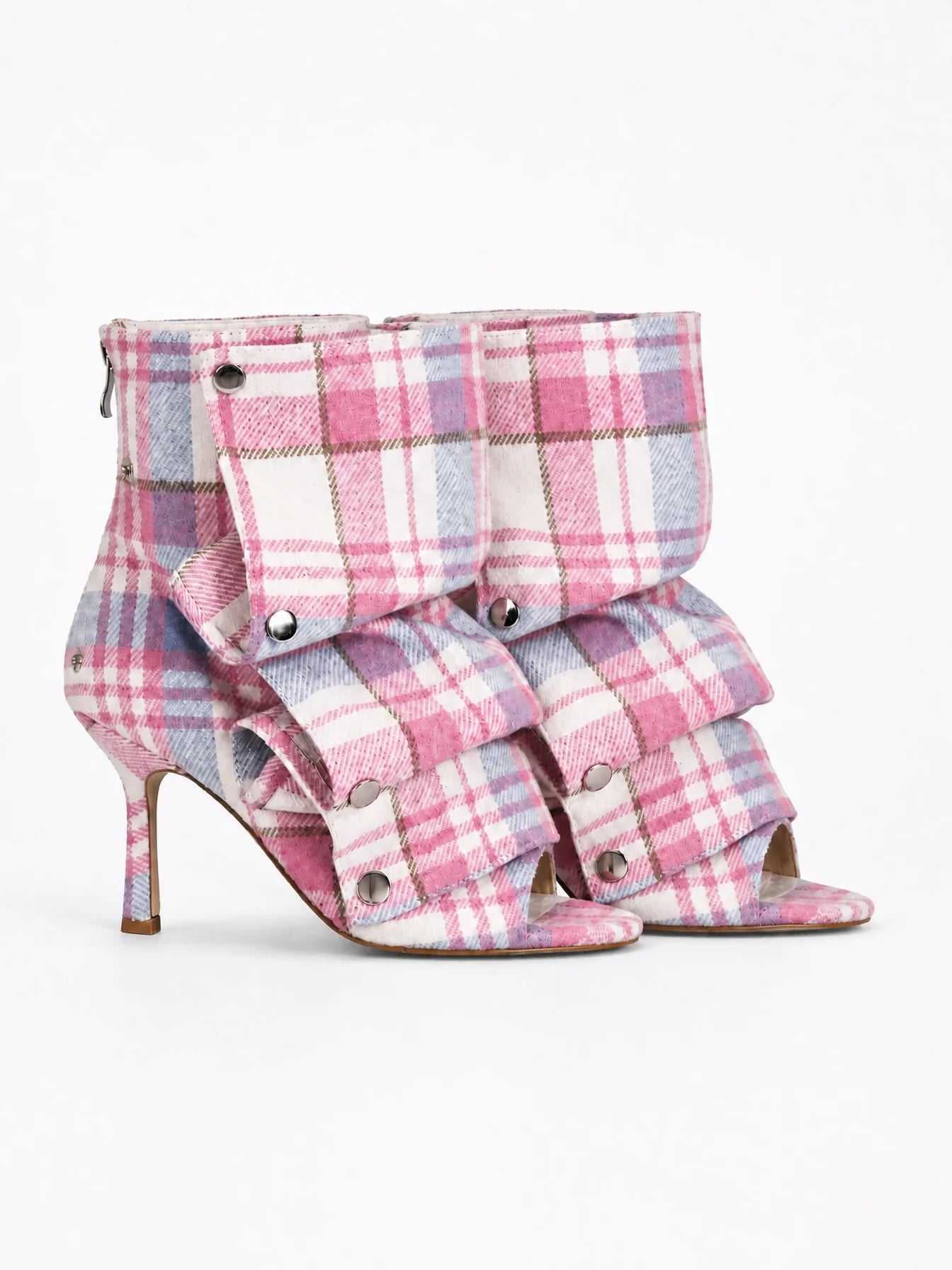Thulian Plaid Open Toe Bootie