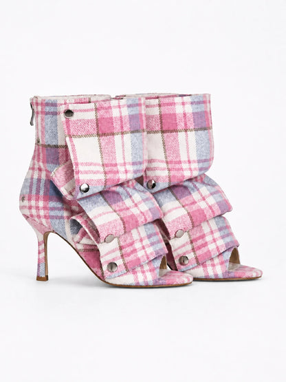 Thulian Plaid Open Toe Bootie
