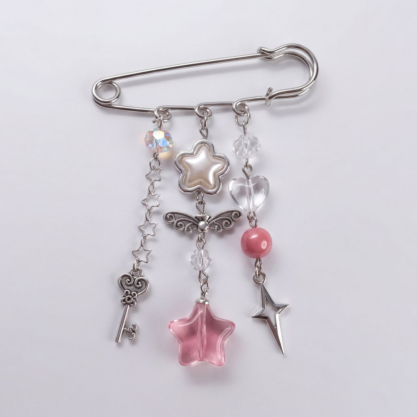 Safety Pin Charms Brooch