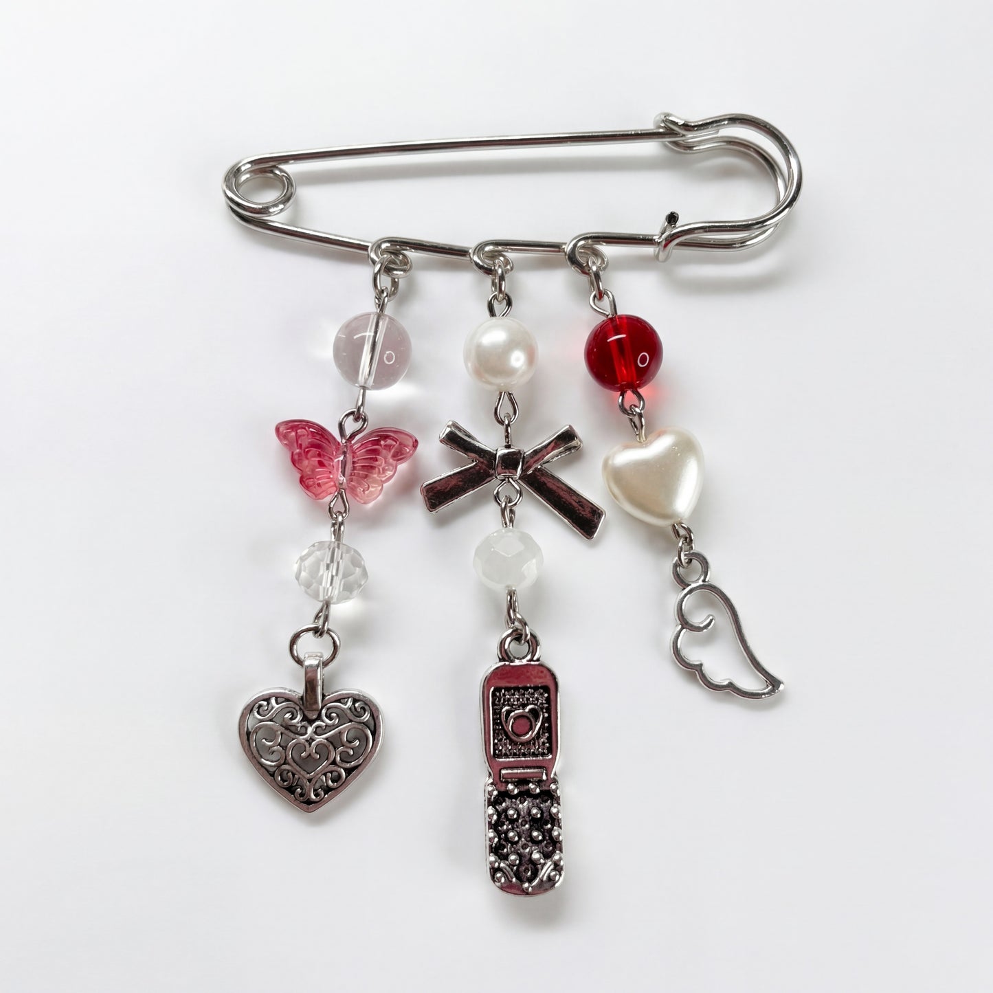 Safety Pin Charms Brooch