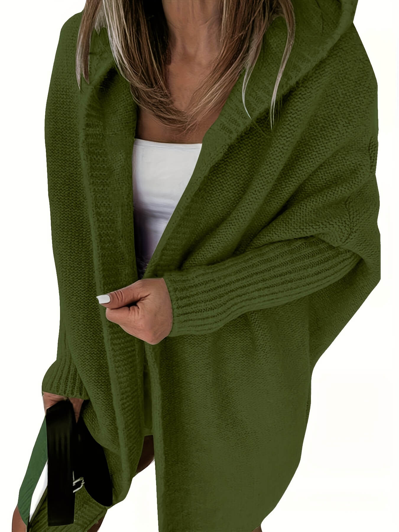 Oversized Hooded Knitted Cardigan-Luxandluxy